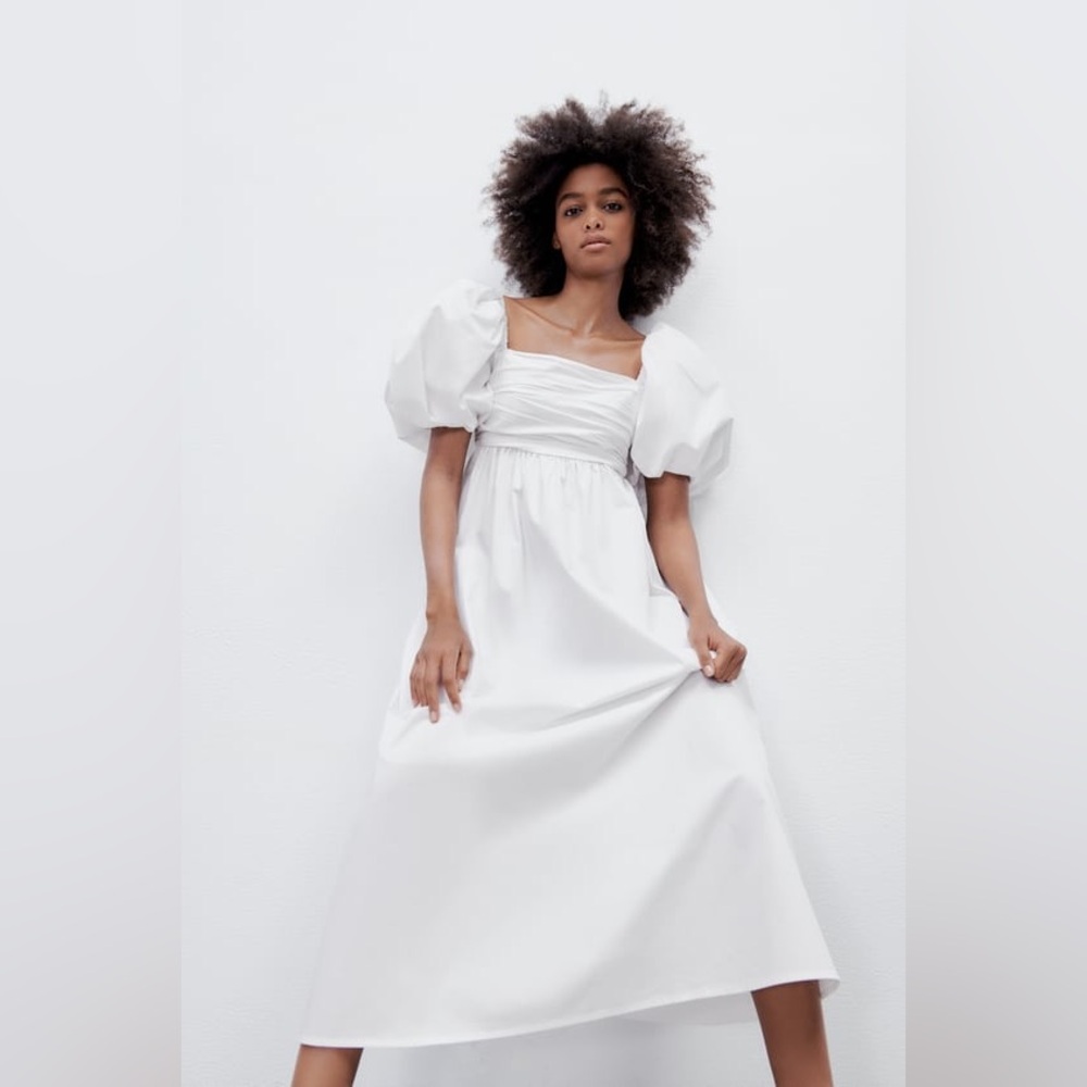 ZARA NWT Draped Poplin Dress | Sz Med | 100% Cotton